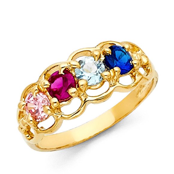 Jewelry - 14k Yellow gold 4 Birth stones Wedding Ring